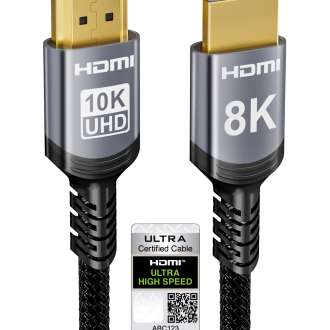 Sniokco 10K 8K HDMI 2.1 Cable 2M, Certified 48Gbps Ultra High Speed HDMI® Cable 0.01ms 4K 240Hz 165Hz 120Hz 8K 60Hz eARC Netflix HDCP 2.3 2.2 DTS:X HDR10+ TV Monitor Projector Roku Sky-Q PS5 X-box